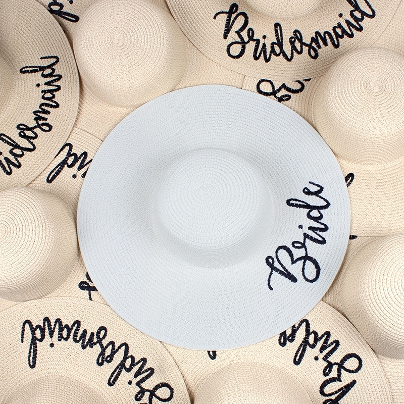 

2018 brand BRIDE brides floppy Summer beach Sun Hats Honeymoon brides maid of honor party cap hats