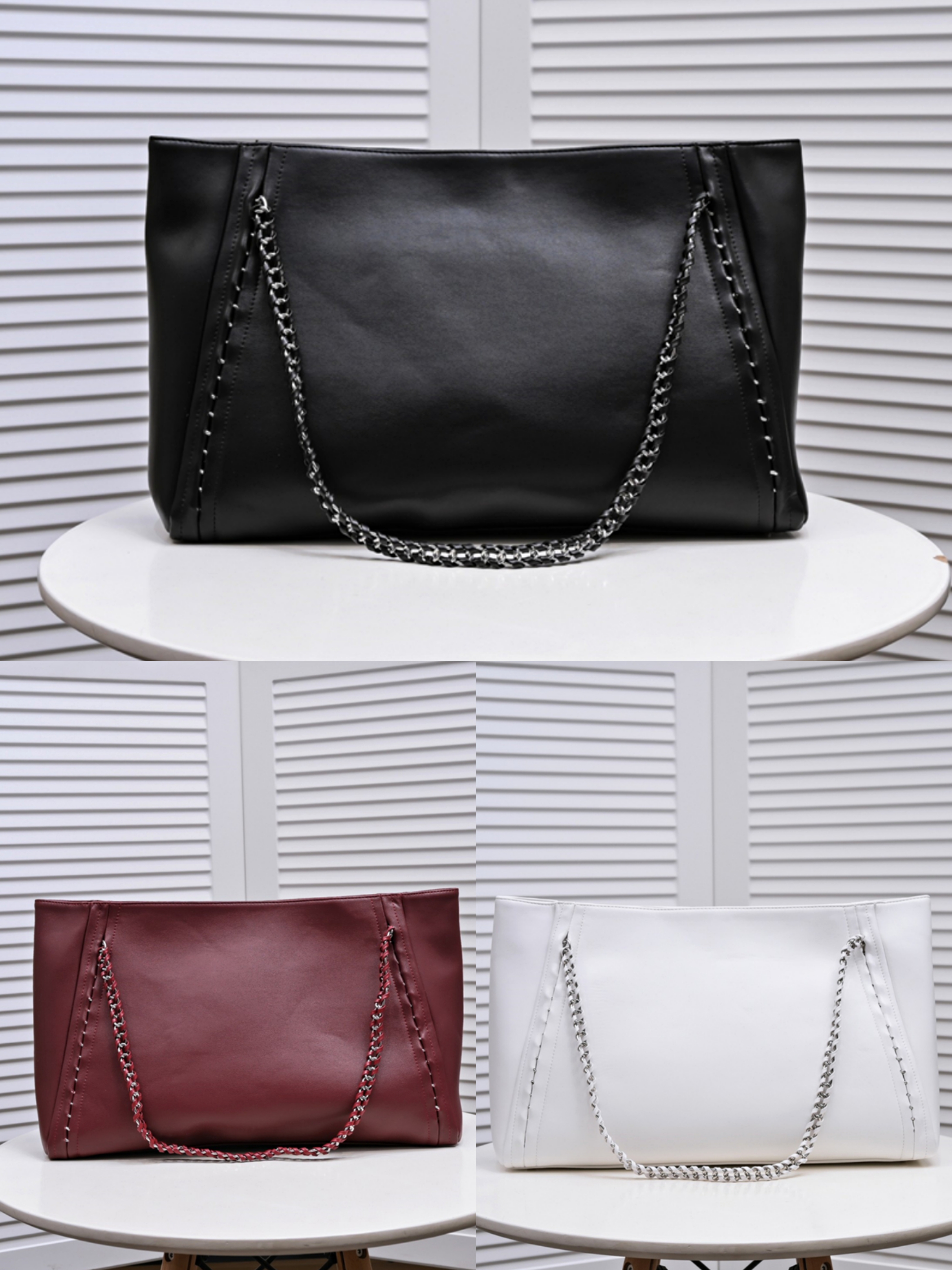 

Fashion chain bag Shoulder Bags Handbags Cowhide Genuine Leather Classic Bags Quilted Outdoor Street Silver Chains Totes Cross body 42cm With pendant, Burgundy