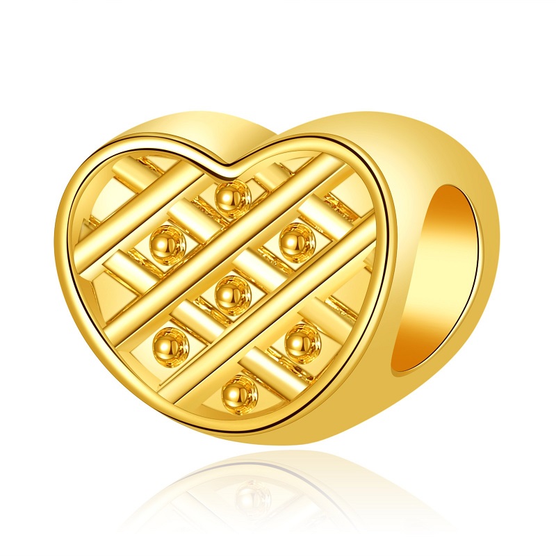 

Wholesale Silver Charm Beads 30pcs Gold Heart European Charms Bead Big Hole Fit Pandora Snake Chain Bracelet Necklack Fashion DIY Jewelry