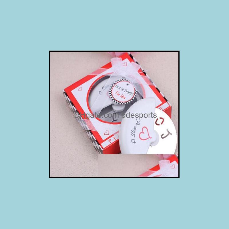 

Wholesale "A Slice Of Love" Stainless Steel Love Pizza Cutter In Miniature Box Wedding Favors And Gifts For Guest Drop Delivery 2021 Cake To