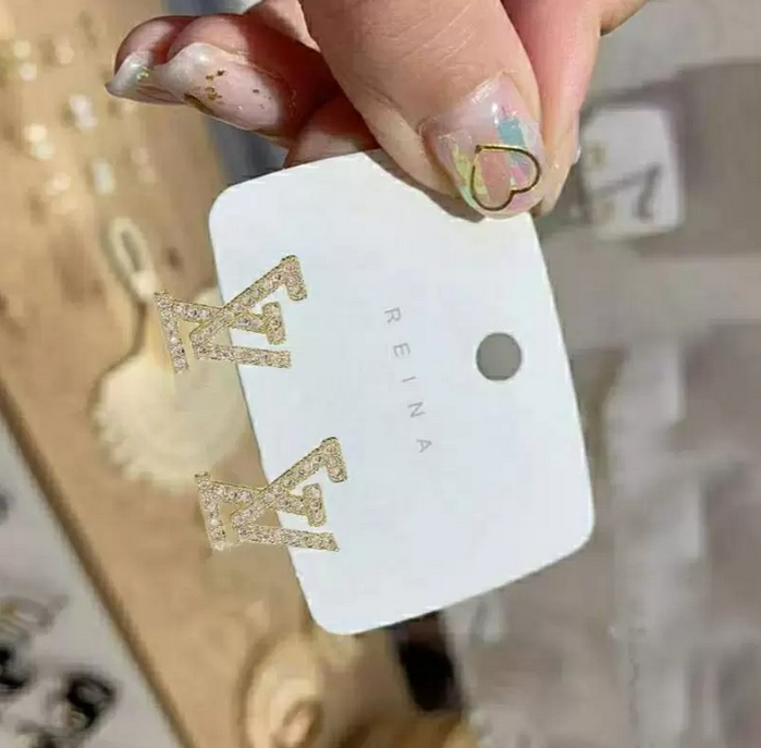 

Fashion Women 18K Gold Plated Designer Ear Stud Earrings Brand Designers Geometry Letters Crystal Rhinestone Earring Wedding Party Jewerlry