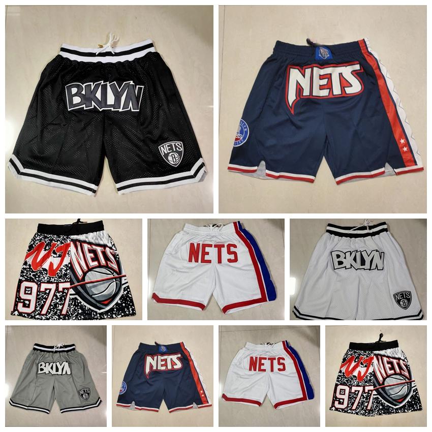 

''nba''JerseysBrooklyn''Nets''men Basketball Shorts Retro JUST DON white Pocket 324, As