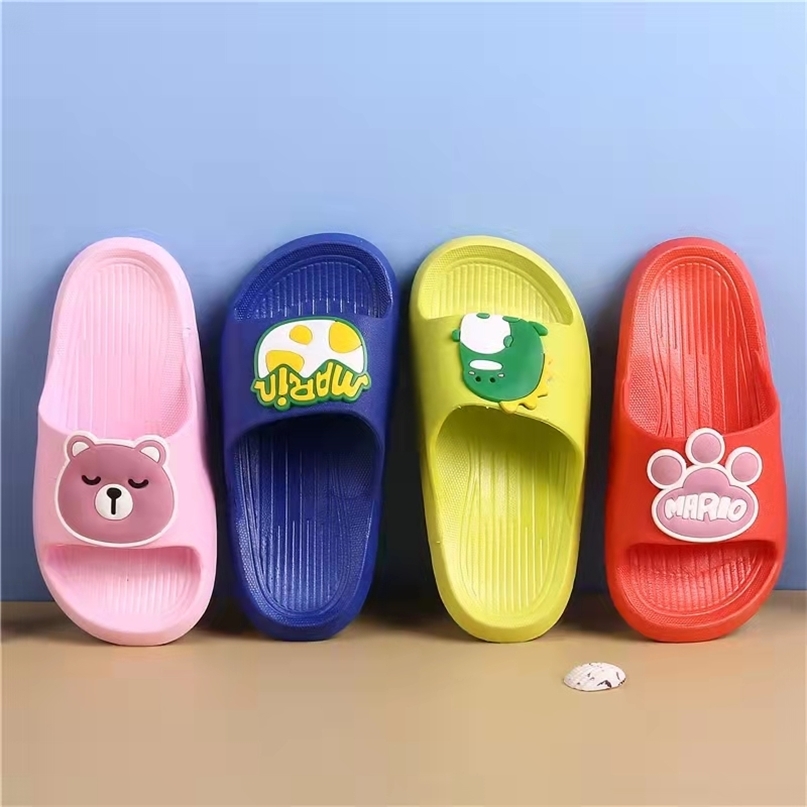 

Dinosaur Cute Children Soft Sole NonSlip Comfort Home Indoor Toddler Boy Shoes Baby Girl Sandals Funny Slippers 220616, Orange bear paw