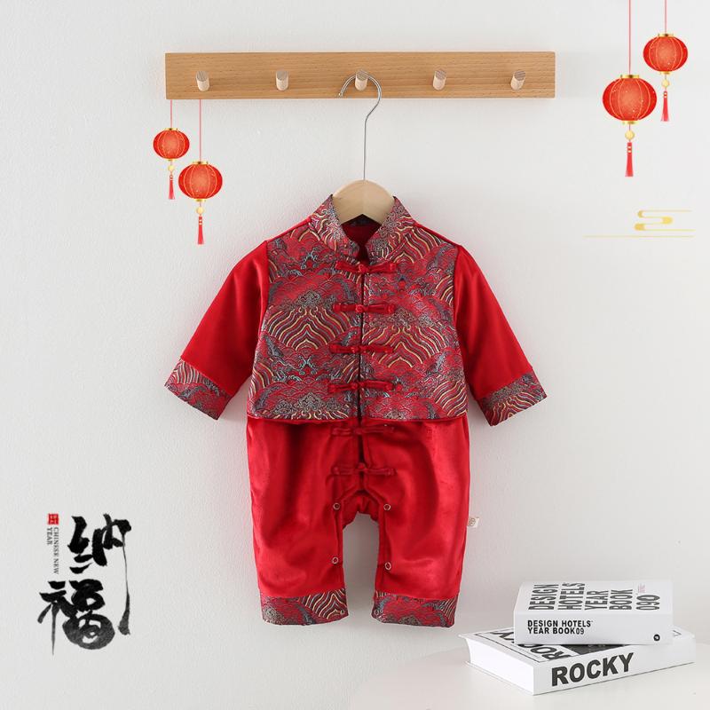 

Ethnic Clothing 2022 Boy Baby Jumpsuit Kawaii Embroidery Tang Suit Chinese Style Year Costume One Old Birthday Gifts