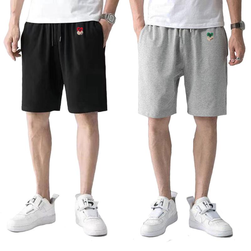 

Men's Shorts Break Egg Men Women Short Pant Summer Cotton Heart Eggshell Embroidery Drawstring Elastic Five-point Straight Casual ShortsMen', Grey 3