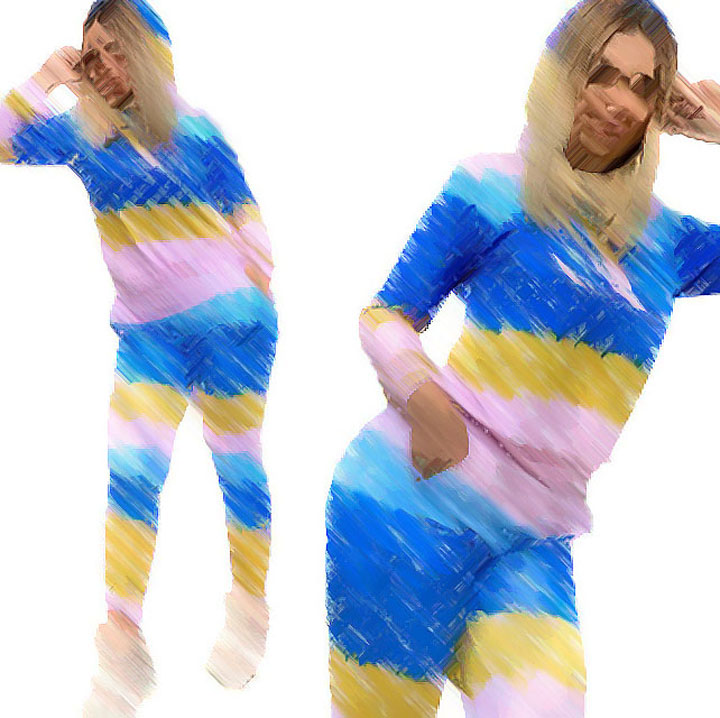 

23ss Women 2 Piece Sets Casual Print Long Sleeves and Presbyopia Embroidery Tracksuits Sport Suits Jogging V Letter Harajuku Round-Neck Sportwear, Blue