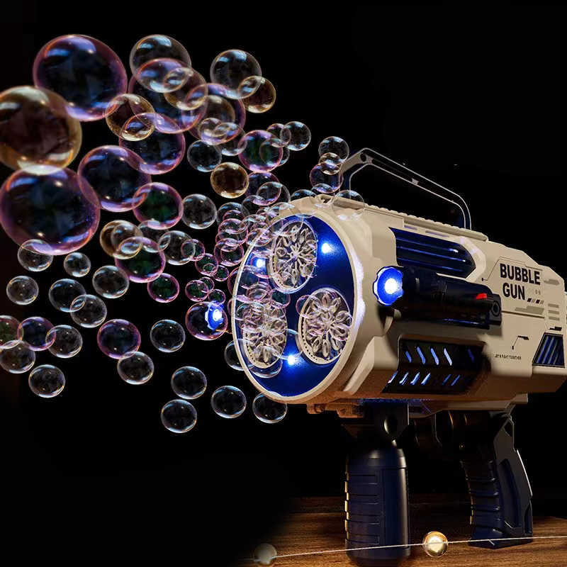 Bubble Gun Rocket Soap Bubble Machine N-Hole Electric Space Launcher Children's Day Gift Continues To Produce Bubbles with Light-image-769360838
