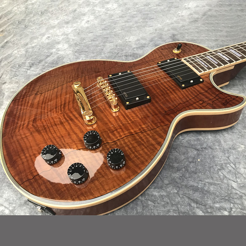 

Chinese Electric Guitar G Les Custom Brown Color Sepcial Flame Maple Top Gold Hardware 6 Strings