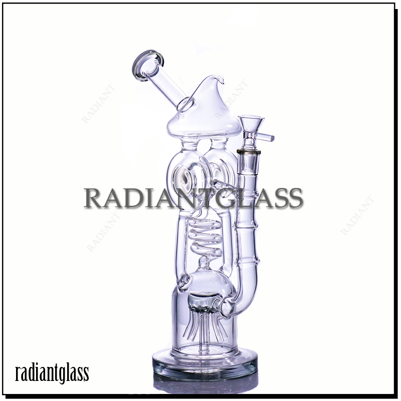 

12 inches Recycler Bong Dab Rigs Big Glass bongs Thick Water Pipes Tobacco Hookahs With 14mm Bowl