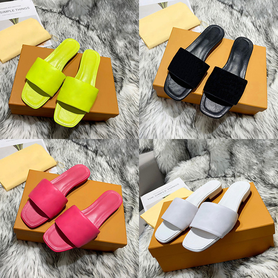 

Top Quality Slipper Revival Flat Mules Leather Shoes 2021ss Men Women Slides Sandals Designer Black Pink Orange Blue WATERFRONT Brown White, Color#1