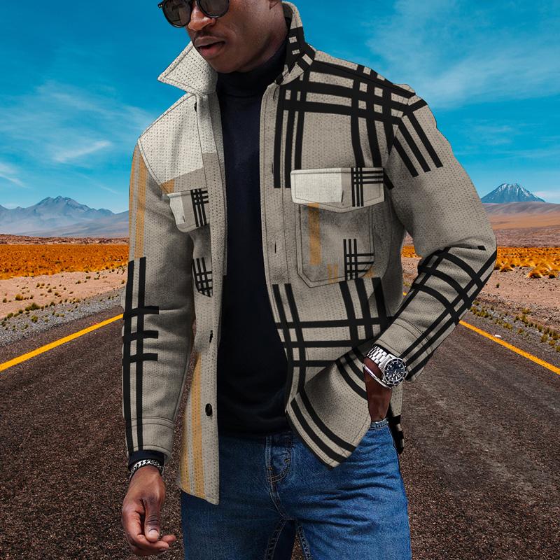 

Men's Jackets All Seasons Men's 3d Digital Vertical Stripes Series Printed Jacket Street Style Trend Thin Button WindbreakerMen's, Ttb40-452