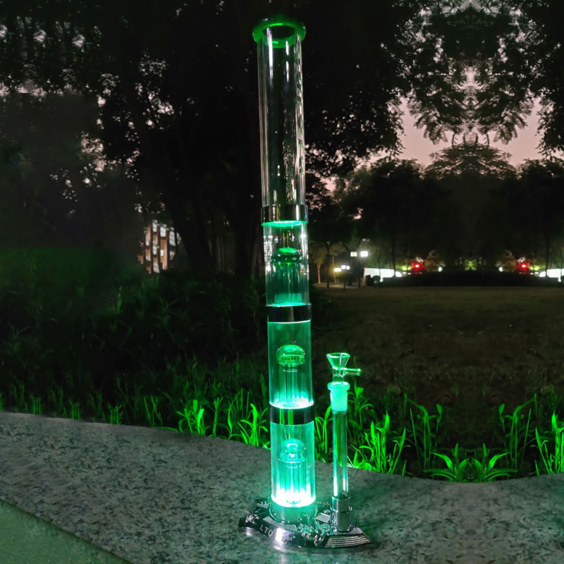 

Big Glass Bongswith atmosphere led base Hookahs 4 layer filter gravity bong 5mm Thickness Wall Super Heavy Water Pipes With 14mm Male Joint Bowl