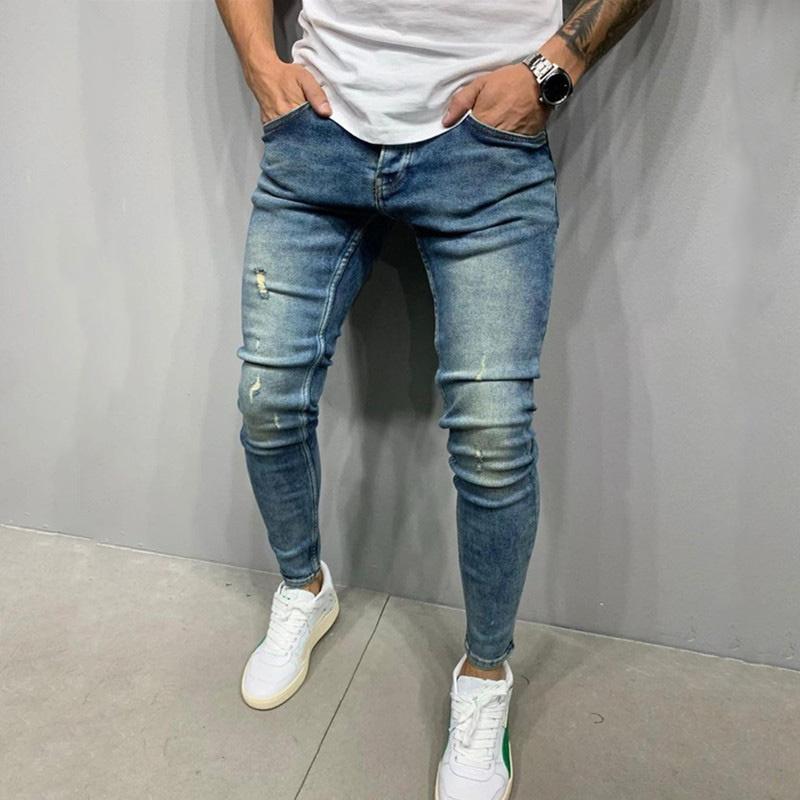 

Men's Jeans Men Vintage Ripped Slim Fit Little Feet Male High Street Stylish Holes Hip Hop Stretch Casual Jogging Pencil Denim PantsMen's, 5520