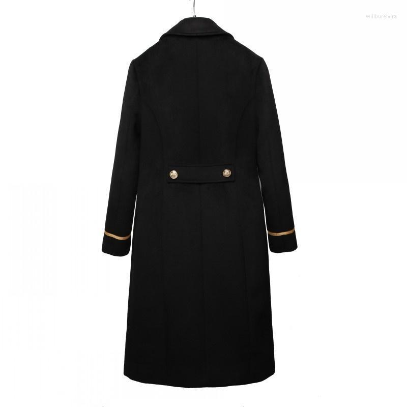 

Men's Wool & Blends Winter Autumn Men Woolen Overcoat Military Style Double Breasted Long Trench Coat Fashion Windbreaker Outwear Coats Will, Black