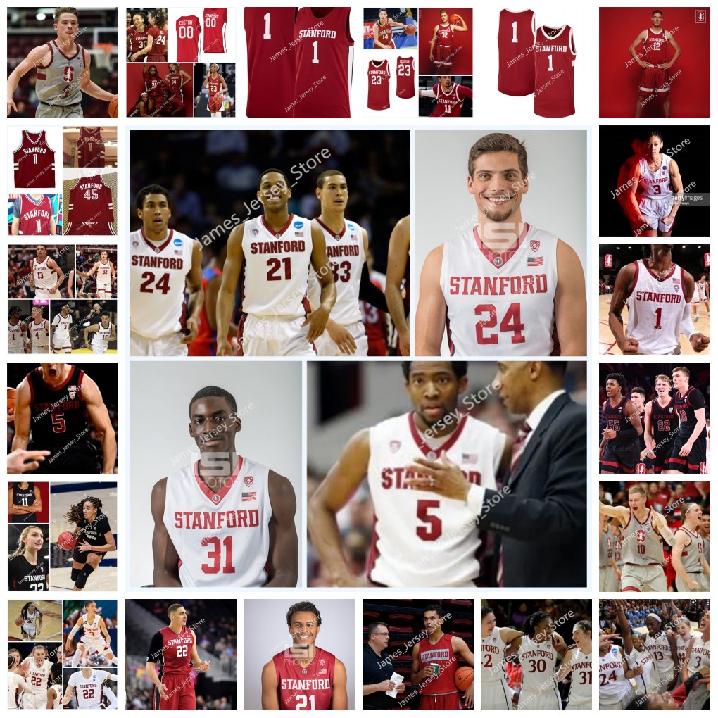 2022 Maillot de basket-ball Stanford Cardinal cousu sur mesure 24 Sam Beskind 32 Lukas Kisunas 42 Maxime Raynaud 55 Harrison Ingram 2 Agnes Emma-