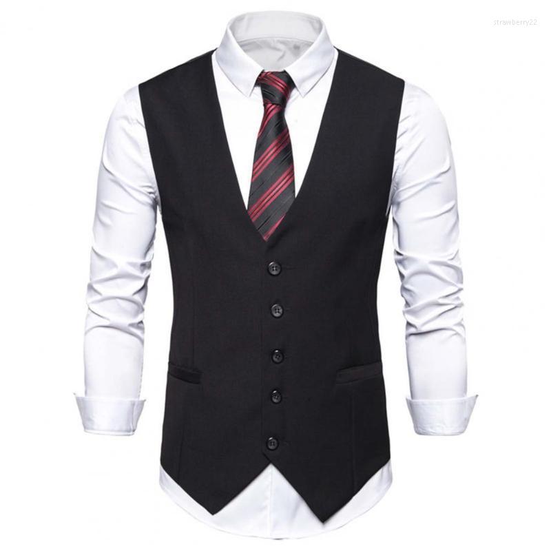 

Men's Vests Men Waistcoat V Neck Formal Sleeveless Single-breasted Spring Vest For Work Stra22, Grey
