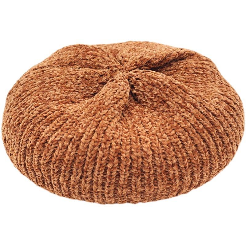 

Beanies Knitted Woolen Hat Beret Female Autumn And Winter Retro Korean Version Of The Japanese Sweet Bud Painter