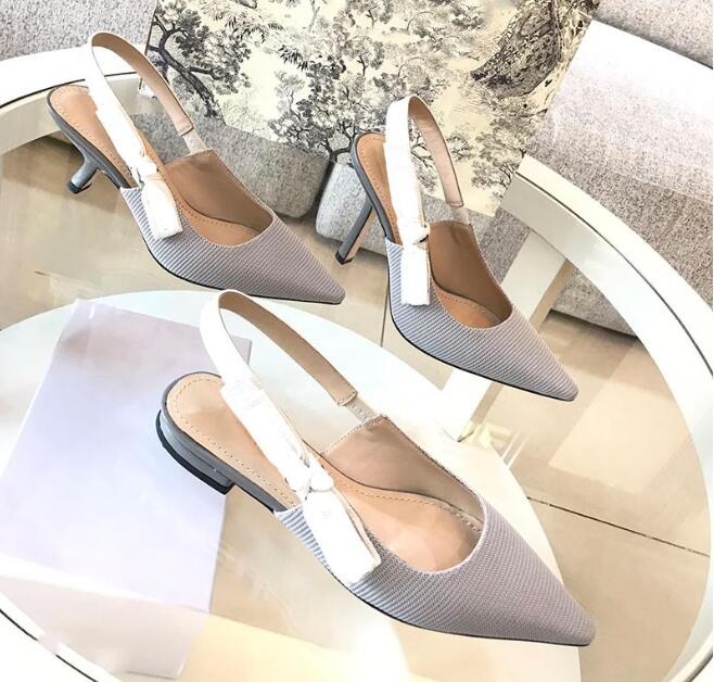 

Banquet Dress Shoes Sandals Flat Heel 6.5 9.5cm High-heeled Sexy Pumps Pointed Toe Sling Back Women Sandales size 35-41, 22