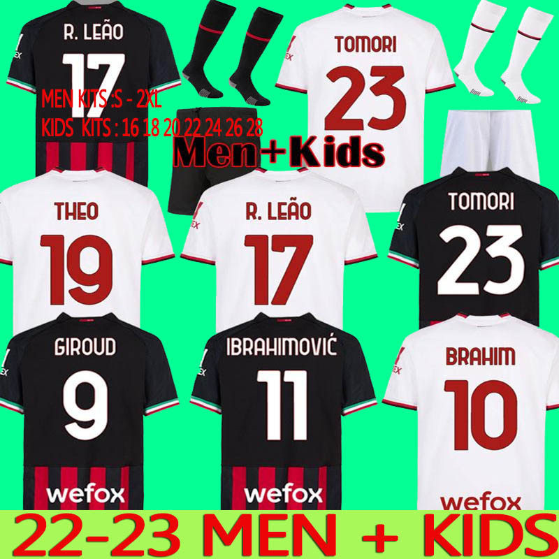 

22 23 Soccer Jersey 4TH IBRAHIMOVIC GIROUD KESSIE TONALI ROMAGNOLI jersey 2022 2023 Mens short sleeve CALHANOGLU REBIC football shirt men kids kits, 22-23 home