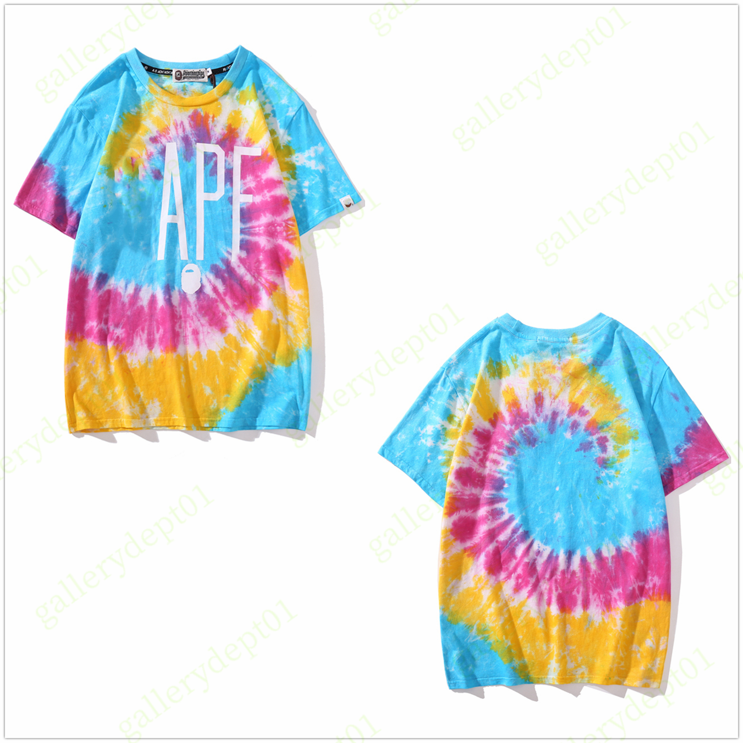 

tie dye mens t shirt designer t shirts women tshirts Cotton shark Anti-shrink Cashew nut print Classic colorful letters Reflective clothes tshirt graphic tees t-shirt, 1pcs button