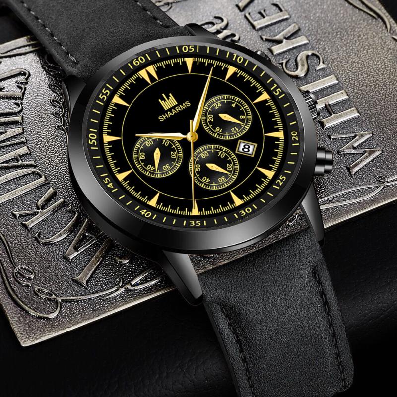 

Wristwatches 2022 Relogio Masculino Watches Men Fashion Sport Stainless Steel Case Leather Strap Watch Quartz Business Wristwatch Reloj Homb, Black sliver