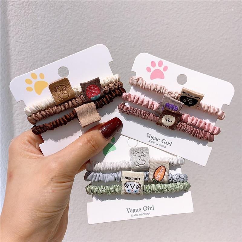 

Hair Accessories 3 Pcs Korean Fashion Children's Ponytail Sweet Girl Simple Cute Cartoon Fruit Folds Small Intestine Ring