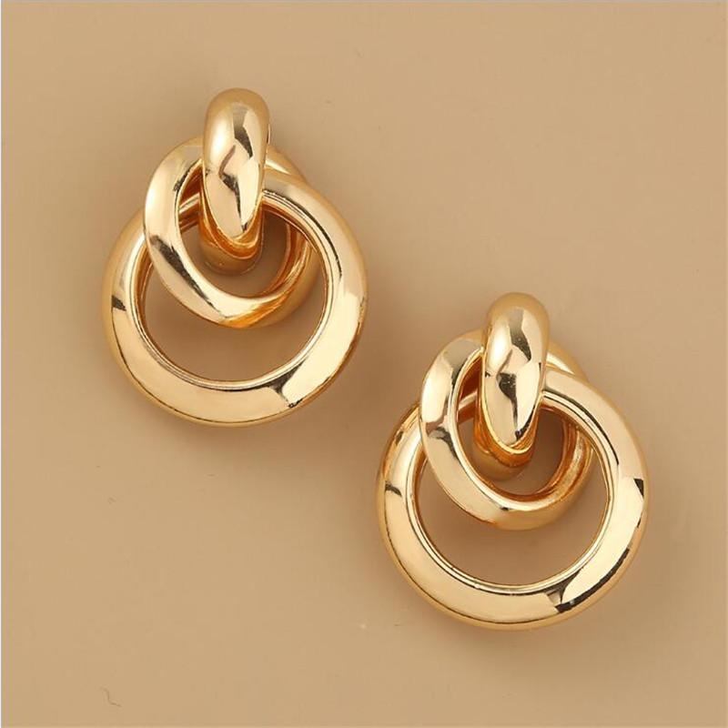 

Dangle & Chandelier Fashion Europe Double Circle Metal Earrings For Women Drop 2022 Party Female JewelryDangle