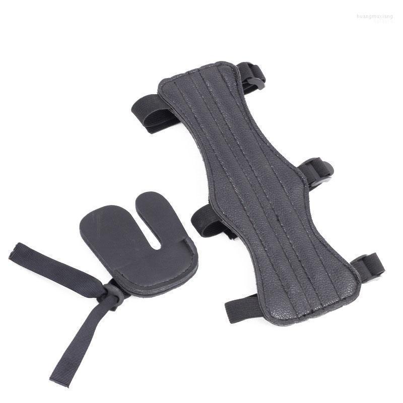 

Wrist Support Archery Arm Forearm Guard Finger Tabs Protector Set For Traditional Recurve Bow ZJ55, As show