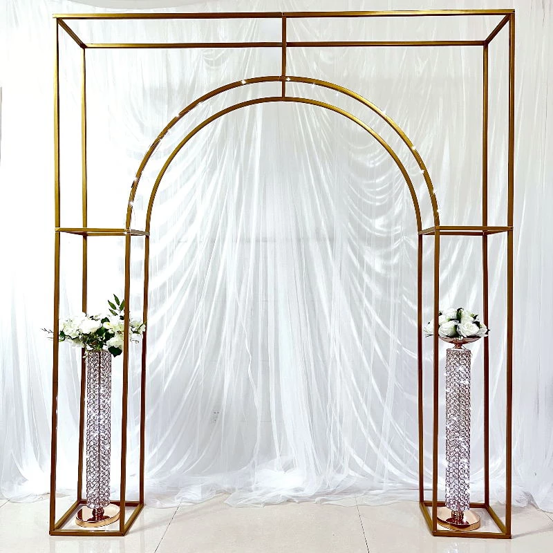 

Luxury Wedding Decoration Engagement Birthday Party Flower Arch Wedding Mall Shop Welcome Entrance Door Frame Balloon Christmas Garland Backdrops, Gold
