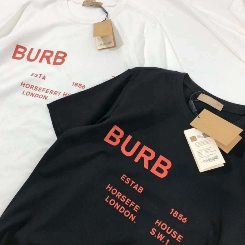 

Bb designer t shirt luxury brand Burbe short-sleeved T-shirt men women summer cotton sweatshirt round neck loose casual shirts -4xl, Black-3