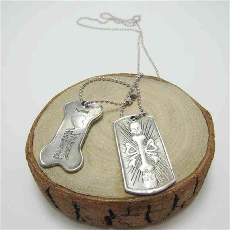 

West empress dowager silver gray skeleton army Saturn Necklace -- b8208