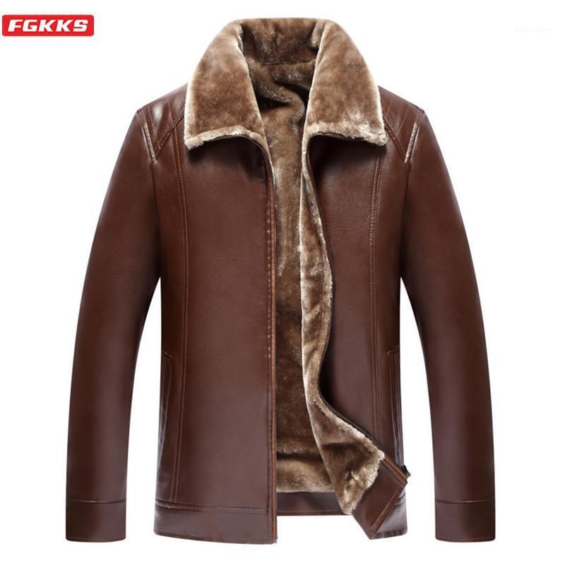 

Men's Fur & Faux FGKKS Fashion Brand Men Leather Jackets Male High Quality PU Jacket Coat Leisure Coats, Black
