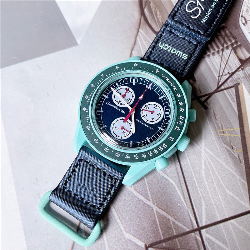 

2022 High quality mens womens watch stopwatch six stitches series All the dials work stopwatch speed quartz movement fabric nylon strip Male Clock Racing wristwatch