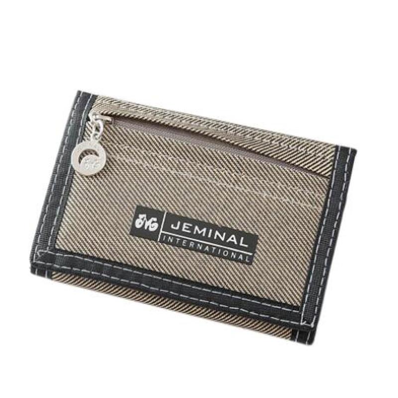 

Wallets Men Korean Cloth Three Fold Short Canvas Folding Small Wallet Young Boys High School Students Zipper Simple Fashion MaleWallets, Beige