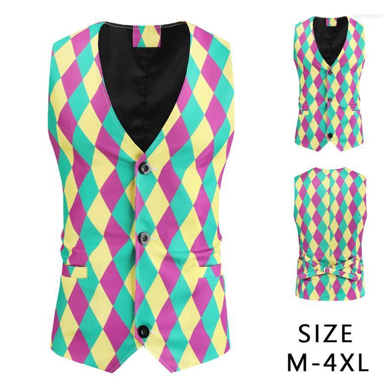 

Men's Vests Men Suit Wedding Sleeveless Slim Fit Plaid Printing Dress For Single Buttons Waistcoat Party Guin22, Black