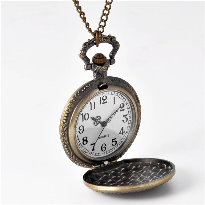 

10pcs Quartz watches large pocket watch bronze maple leaf watch manufacturer wholesale 9076-8, Black