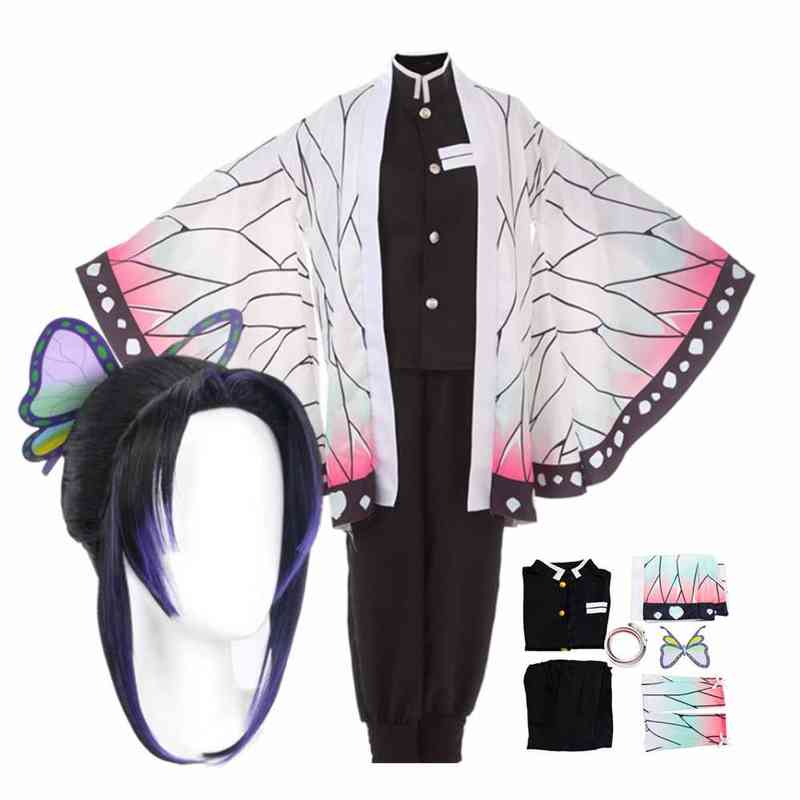 

Adult Kids Demon Slayer Anime Kimetsu no Yaiba Kimono Kochou Shinobu Cosplay Costume AA220324