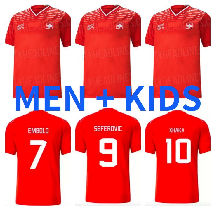 

2022 Switzerland Soccer Jerseys kids kit Seferovic Xhaha Elvedi 22 23 Akanji Rodriguez Zakaria Embolo Behrami Shaqiri Football shirts SWISS national team boys set