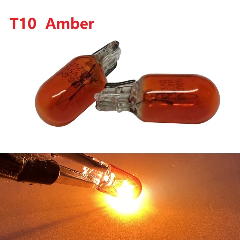 

New T10 W5W Bulb 194 168 Side Wedge Light Auto Car halogen Dome Map Trunk License Plate Light Lamp Bulb T10 Amber White Lighting 12V