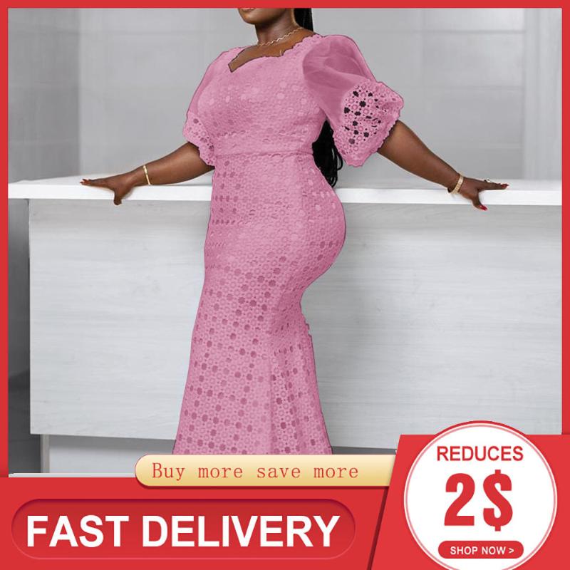 

Plus Size Dresses Pink Lace Party Dress Women Summer 2022 Elegant Wedding Big Sizes Bodycon Long 4xl 5xl African Chic Maxi RobesPlus