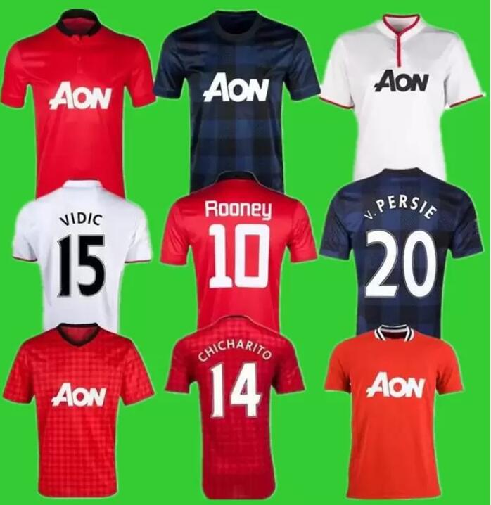 

2012 2013 2014 Rooney van Persie Evra Manchester retro soccer jersey 12 13 14 Kagawa NANI CHICHARITO VIDIC vintage classic united football shirt, 13 14 home jersey