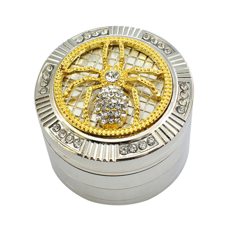 

Medium 52mm round zinc alloy fashion small animal diamond metal smoke grinder