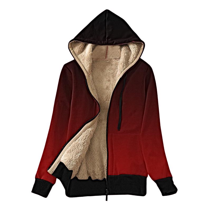 

Women' Jackets Long Spring Coat Women' Thickened Overcoat Gradient Color Trendy Winter Fleece Lined Hoodie Trench Coats For Women Pink, Purple