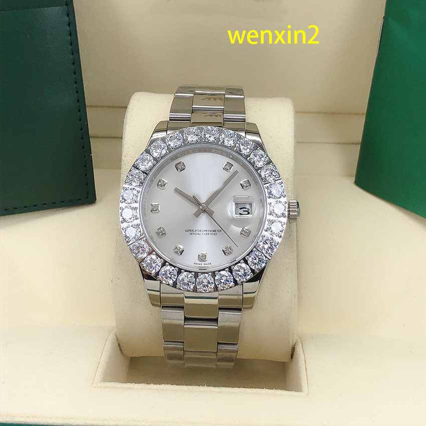 

Classic men watch luxury 44 mm mechanical automatic stainless steel frame with large drilling points drilling surface, Box