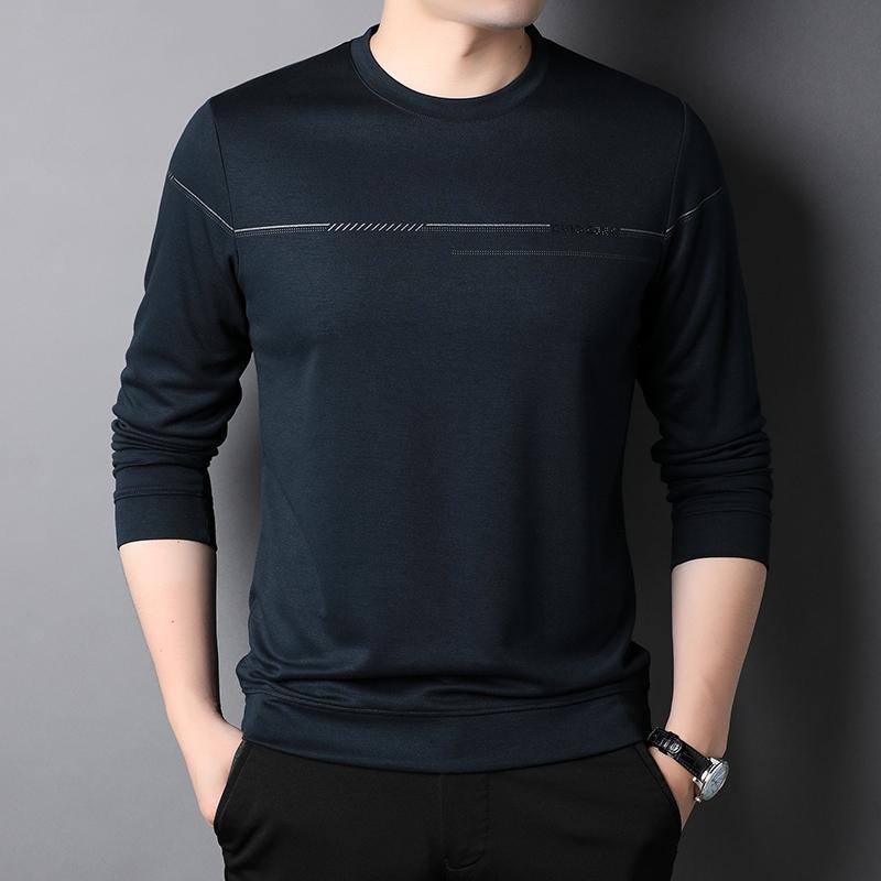 

Men's T-Shirts Spring Autumn Long Sleeve Men's High Quality Round Collar Printed Casual Male Fashion Man Tees 3XLMen's, Black