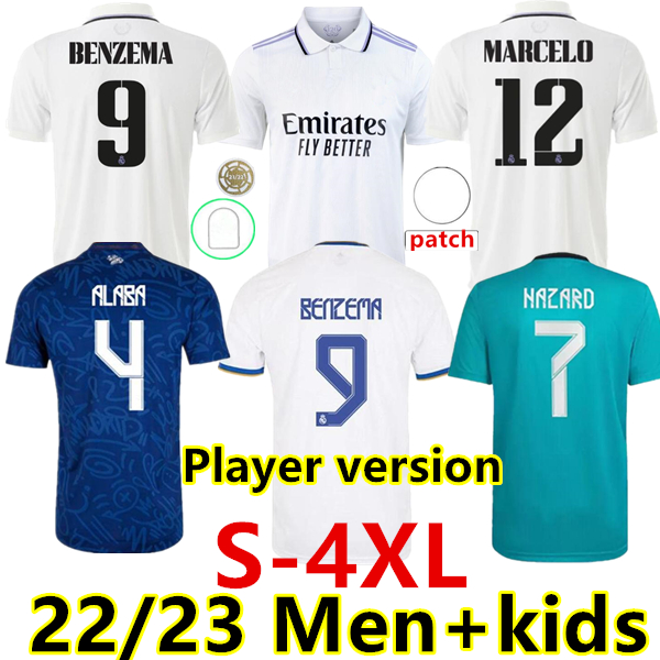 

S-4XL BENZEMA soccer jersey 22 23 football shirt VINI JR CAMAVINGA ALABA HAZARD ASENSIO MODRIC KROOS VALVERDE REAL MADRIDS camiseta men kids, 22/23 home player