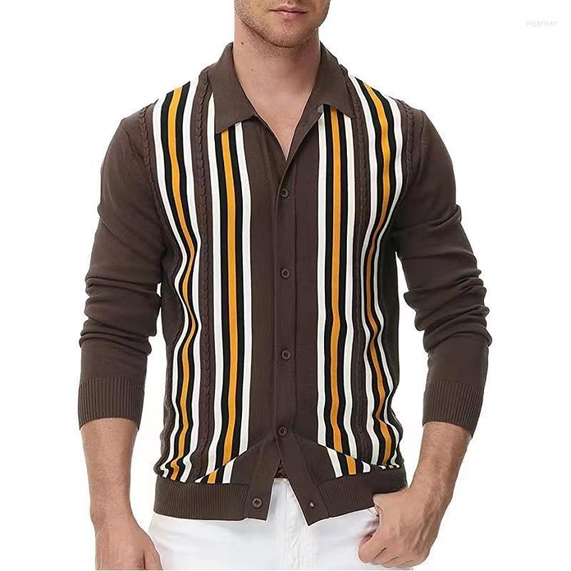 

Men' Sweaters Spring Autumn Mens Shirt Long Sleeve Business Stripe Splicing High Quality Men Sweater Tops Streetwear Casual Knit OvercoatMe, 003