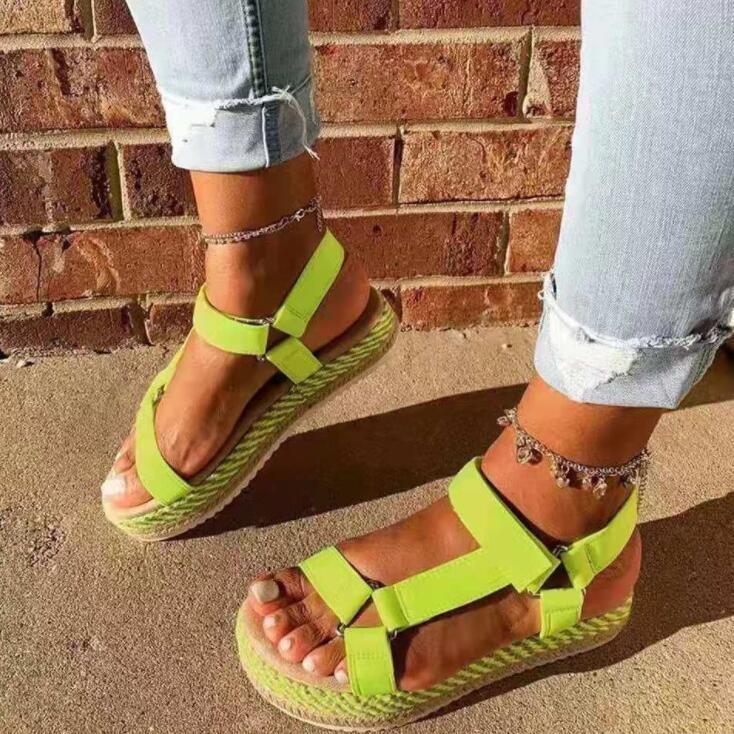 

Slippers 2022 Autumn Women Thick-soled Rope Straw Woven Sandals Large Size Beach All-match Outdoor, Black