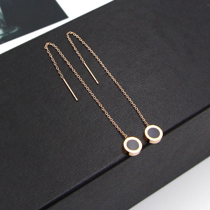 

Stud Vintage Simple Ear Line Long Earrings Chain For Women Rose Gold Color Jewelry Fashion Drop Bijoux E301Stud
