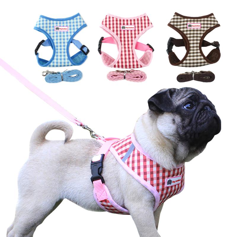 

Dog Collars & Leashes Breathable Small Harness And Leash Set Pet Cat Vest Collar Mesh Padded For Puppy Dogs Chihuahua Yorkies PugDog